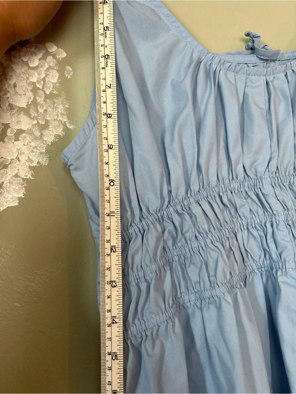 Light Blue Peasant Maxi Dress with Smocked Waist and pockets